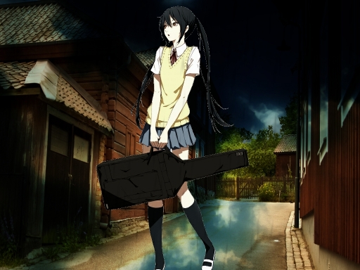 In the rain with my guitar