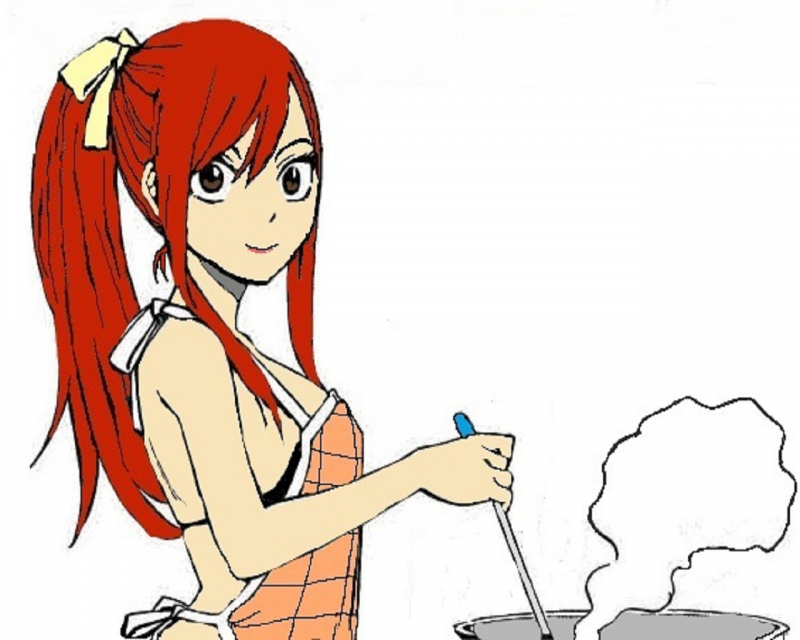 Erza cooking